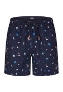 Happy Shorts Heren zwemshort strand donkerblauw print