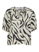 Vila Viclo 24 v-neck top noos ecru dessin