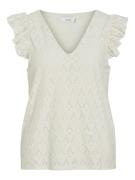 Vila Viamalina v-neck cs toppb off-white