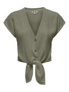 Only onlsiesta ss knot lin bl shirt pnt 15322270 deep lichen green