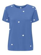 Only Onlkarli ss reg o-neck heart top cs jrs kobalt