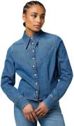 Wrangler Femme peplum shirt light hand denim blue