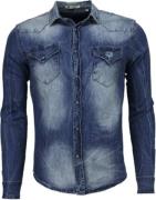 Enos Denim slim fit lange mouwen